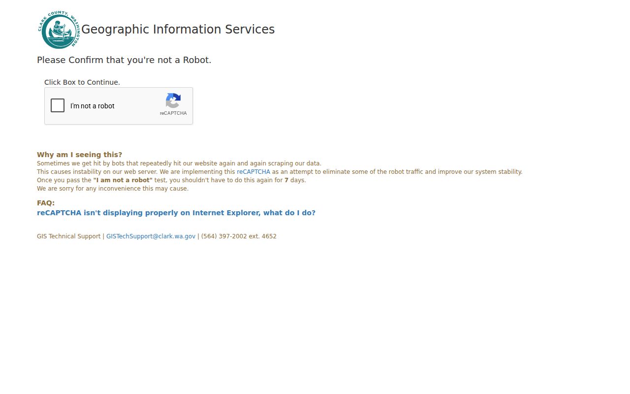 Clark County Property Information Center address and parcel search for Camas