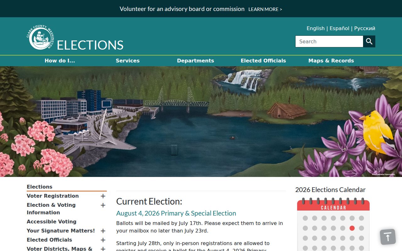 Camas voter registration records Clark County Elections resources